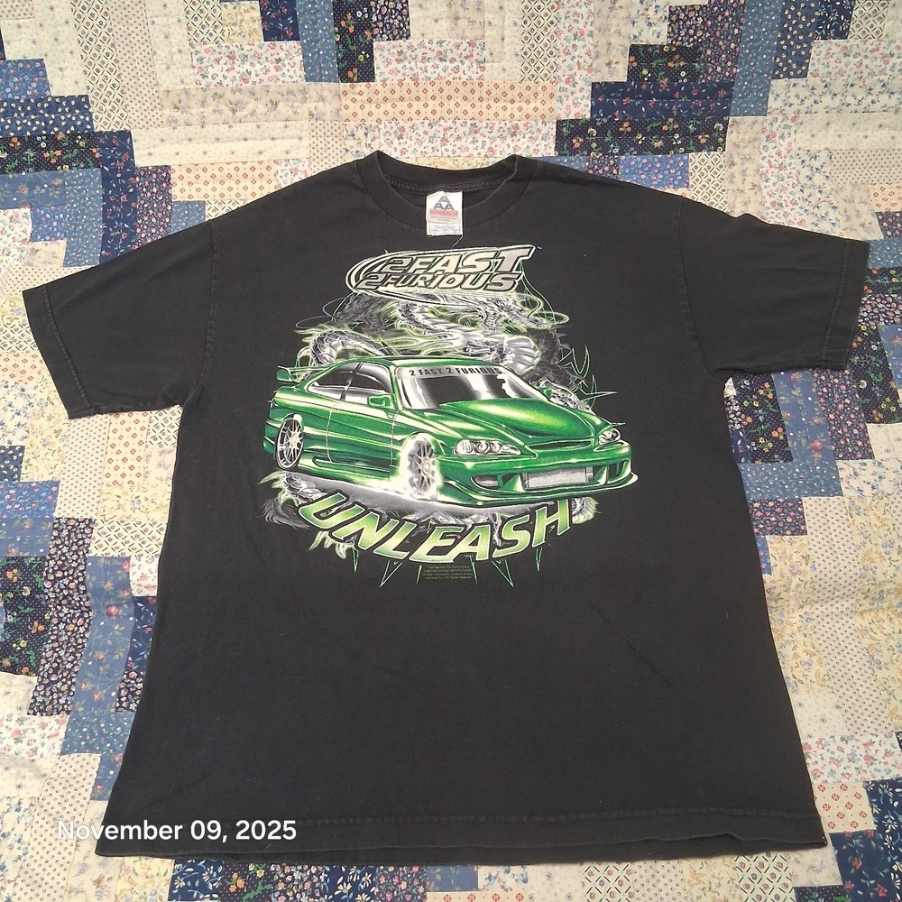 Y2K Street Racing Movie Promo 2 Fast2 Furious Unleash T Shirt Black SZ Large